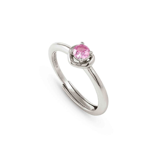 Anello donna Nomination in argento con cuore e zircone rosa Regolabile dalla 11 alla 17