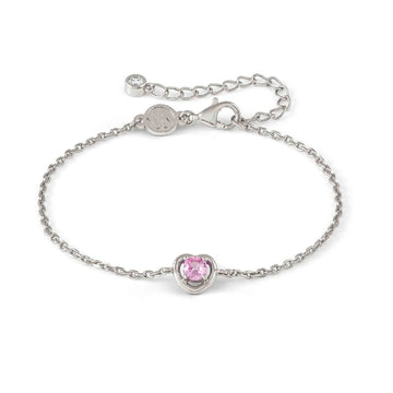 Bracciale catena Nomination in argento cuore e zircone rosa Regolabile 15-19 cm