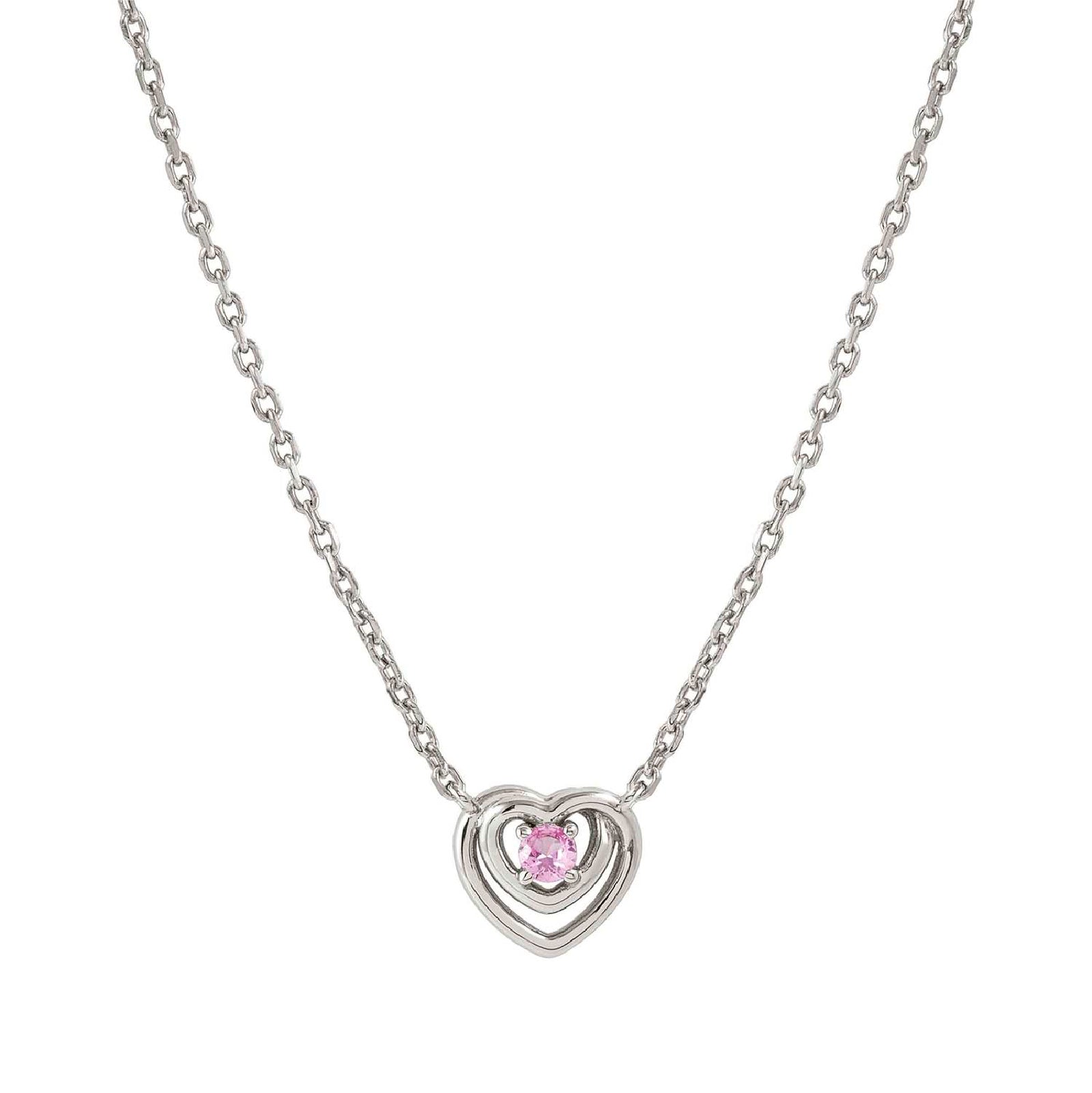 Collana girocollo Nomination in argento cuore e zircone rosa MISURA UNICA