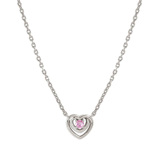 Collana girocollo Nomination in argento cuore e zircone rosa MISURA UNICA