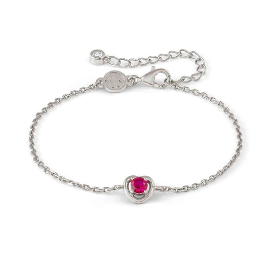 Bracciale catena Nomination in argento cuore e zircone rosso Regolabile 15-19 cm