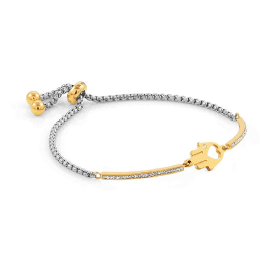 Bracciale acciaio oro Nomination Milleluci donna con Mano Fatima e zirconi