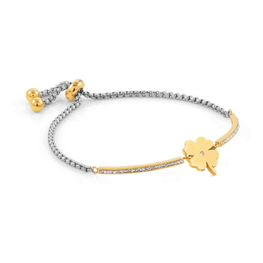 Bracciale acciaio oro Nomination Milleluci donna con Quadrifoglio e zirconi