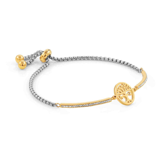 Bracciale acciaio oro Nomination Milleluci donna con Albero Vita e zirconi