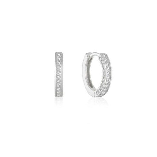 Orecchini cerchio donna Piti Malì Geometrical Hoop argento cristalli