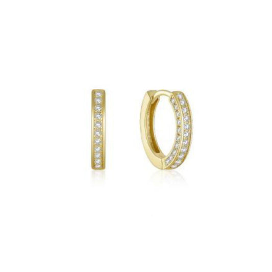 Orecchini cerchio donna Piti Malì Geometrical Hoop argento dorato cristalli