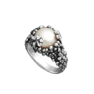 Anello donna Giovanni Raspini Blossom in argento con perla e fiori