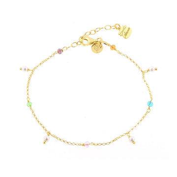 Bracciale donna Piti Malì Tecnicolor argento dorato cristalli colorati e perle