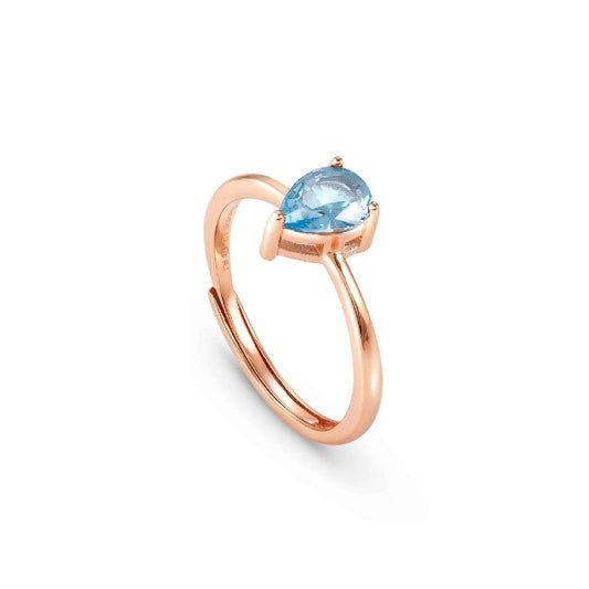 Anello Nomination Colour Wave donna in argento rosé e zircone azzurro