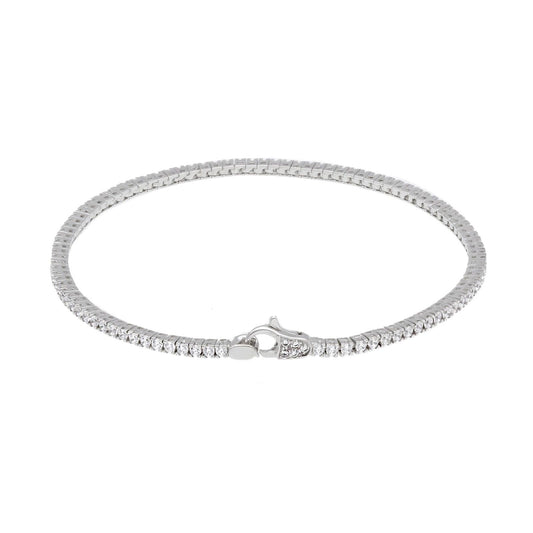 Bracciale tennis donna JOY Gioielli oro bianco con zirconi bianchi con moschettone