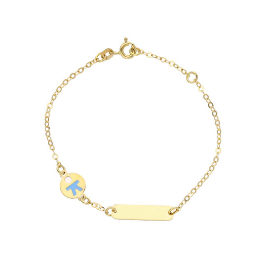 Bracciale bambino JOY Gioielli in oro con bimbo azzurro e targhetta 163706-1