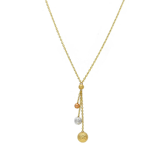 Collana donna JOY Gioielli oro giallo, rosé e bianco tre piccole sfere 168790-2