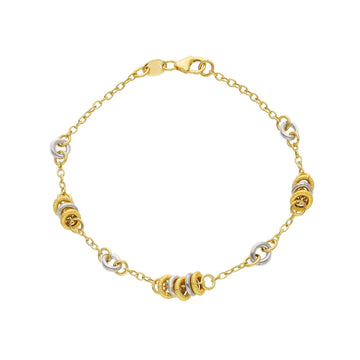 Bracciale donna JOY Gioielli in oro giallo e bianco con piccoli cerchi