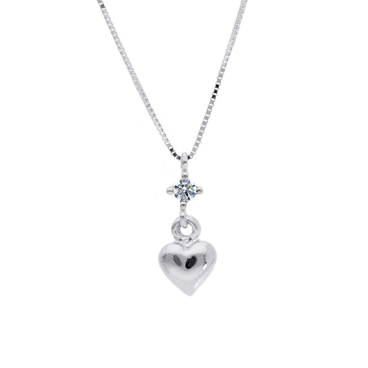 Collana donna JOY Gioielli in oro bianco con zircone e cuore