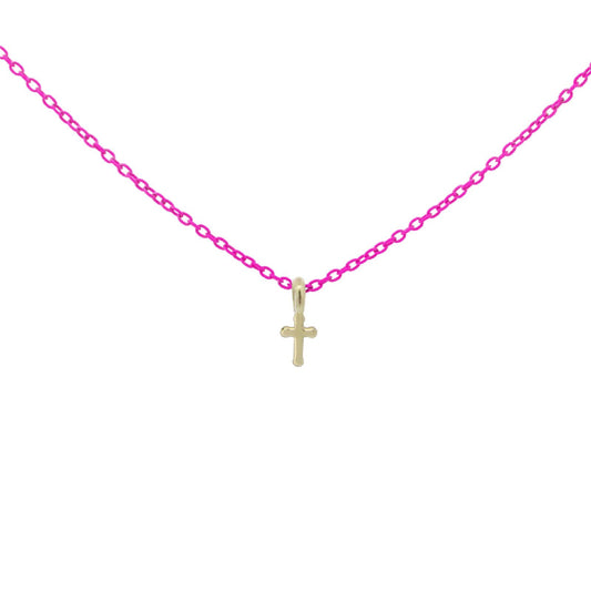 Collana argento rosa Rue Des Mille Golden Mate donna con croce in oro