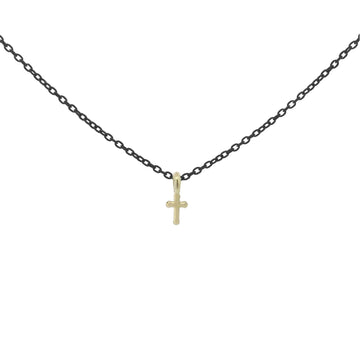 Collana in argento nero Rue Des Mille Golden Mate donna con croce oro