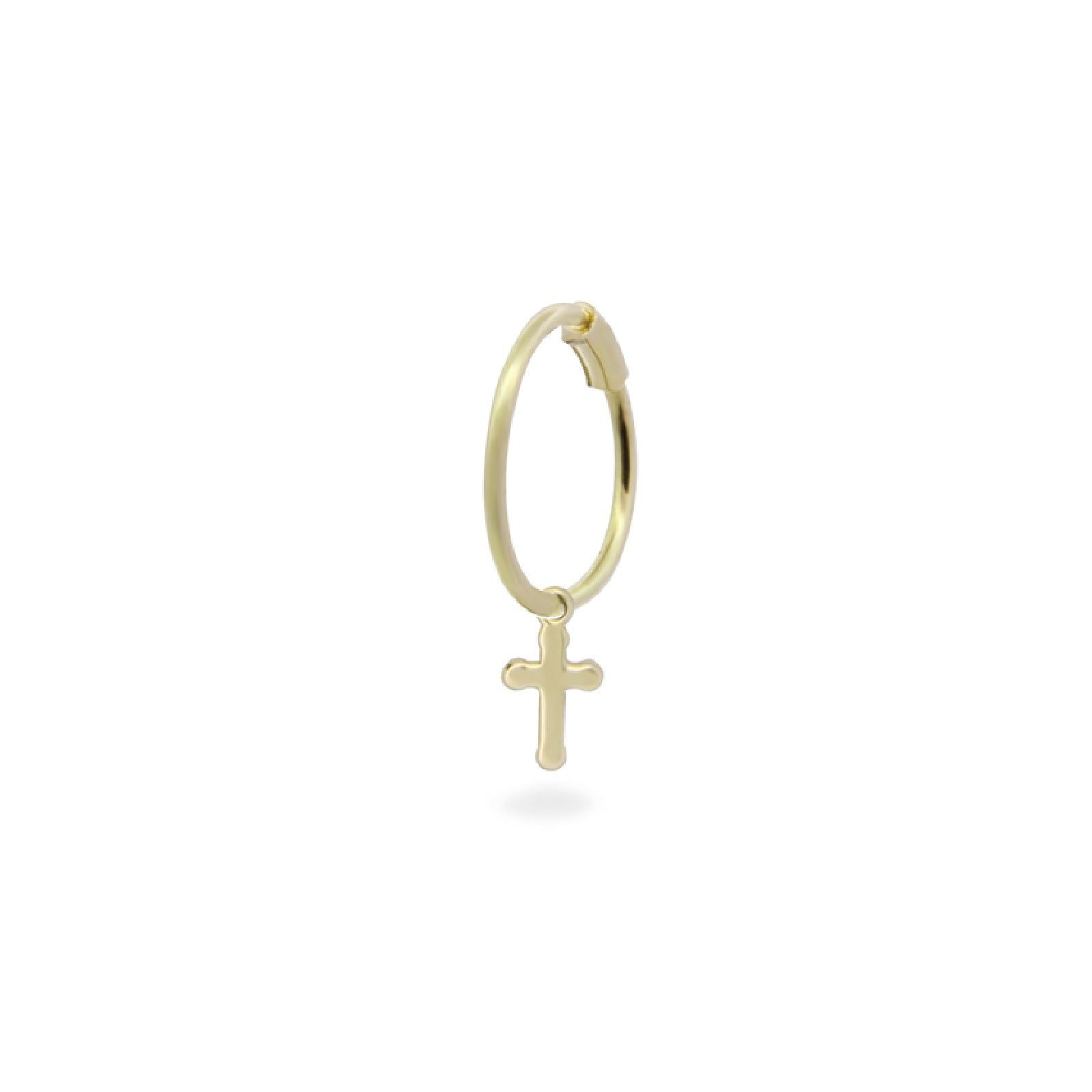 Orecchino a cerchio Rue Des Mille Golden Mate unisex in oro con croce 18K-OR-05-1