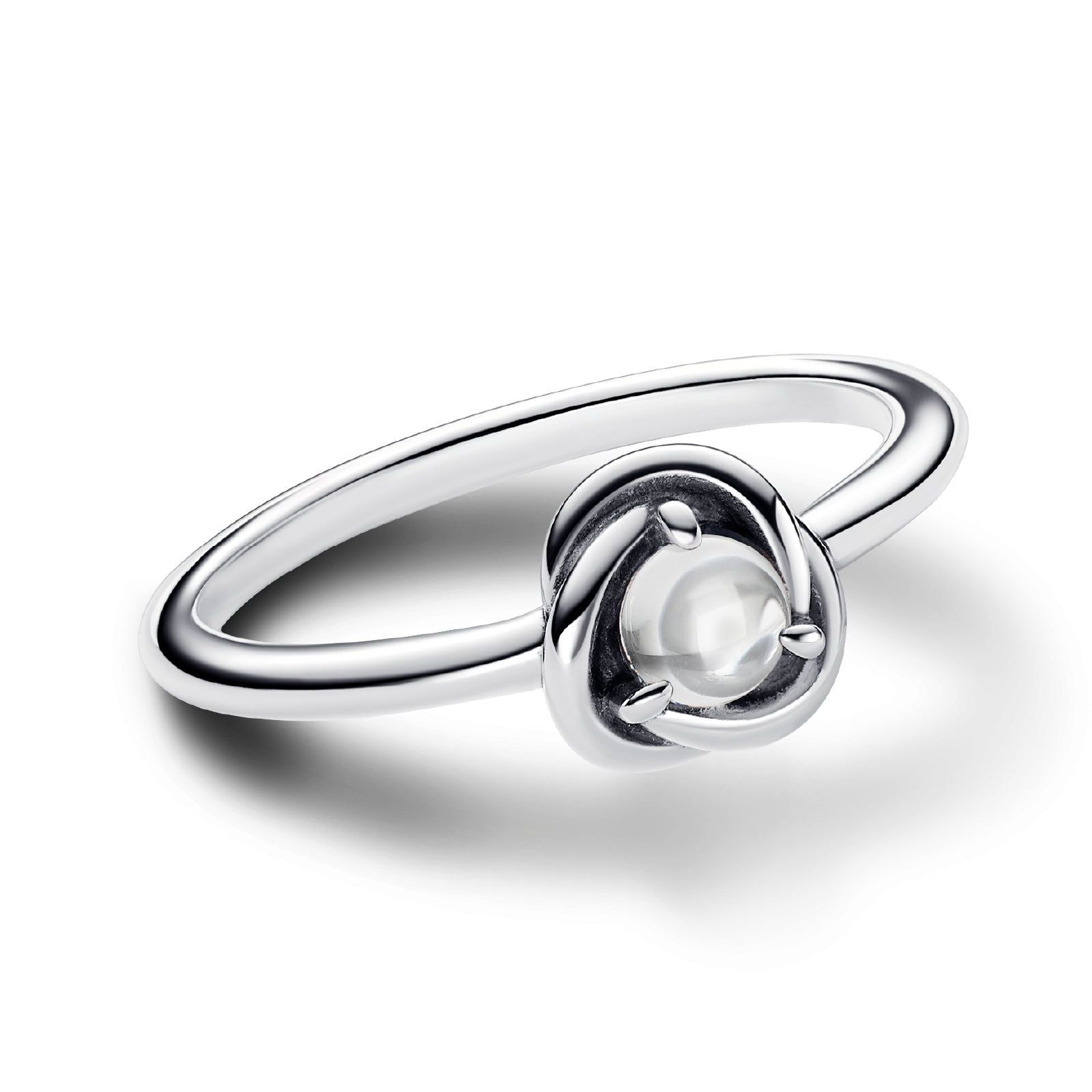 Anello donna Pandora Moments Cerchio Eterno Bianco Aprile con zirconia cubica trasparente in argento 192993C04-2