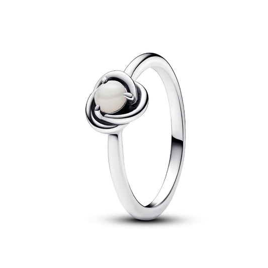 Anello donna Pandora Moments Cerchio Eterno Bianco Madreperla Giugno in argento 192993C06-1