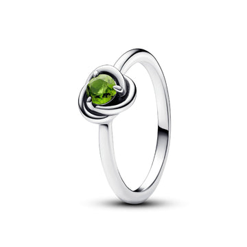 Anello donna Pandora Moments Cerchio Eterno Verde Agosto con cristallo verde in argento 192993C08-1