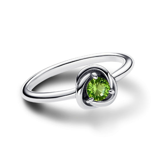 Anello donna Pandora Moments Cerchio Eterno Verde Agosto con cristallo verde in argento 192993C08-2