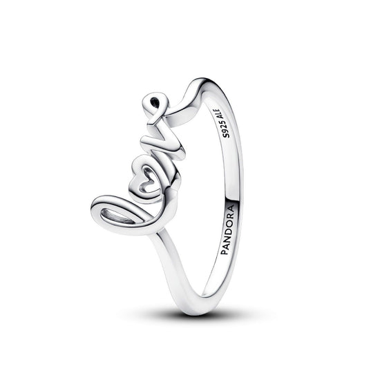 Anello donna Pandora Moments in argento sterling 925 con la scritta "Love" 193058C00-1