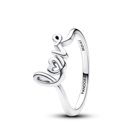 Anello donna Pandora Moments in argento sterling 925 con la scritta "Love" 193058C00-1