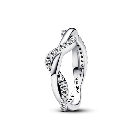 Anello donna Onda Intreccio Luminoso Pandora Timeless in argento con onde di zirconia cubica 193098C01-1