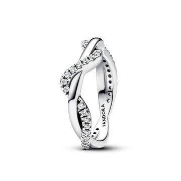 Anello donna Onda Intreccio Luminoso Pandora Timeless in argento con onde di zirconia cubica 193098C01-1