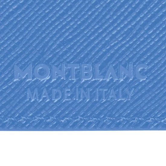 Porta carte uomo Montblanc Sartorial in pelle e tessuto azzurro con 5 aperture 198245-4