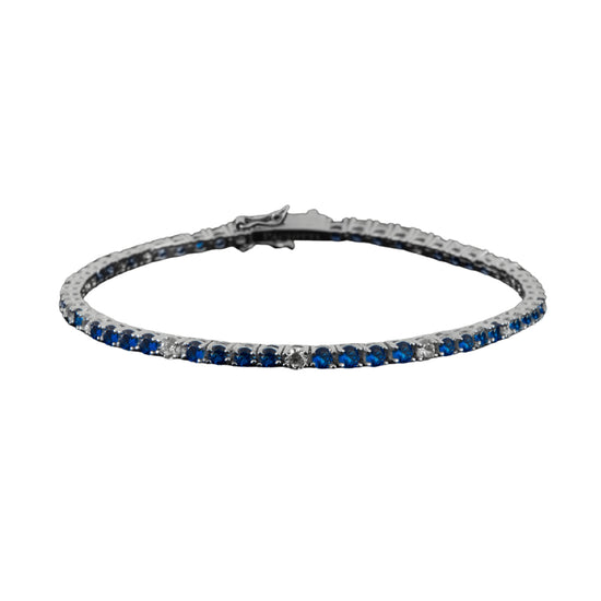 Bracciale Paciotti in argento zirconi bianchi e blu di 3mm 19 cm