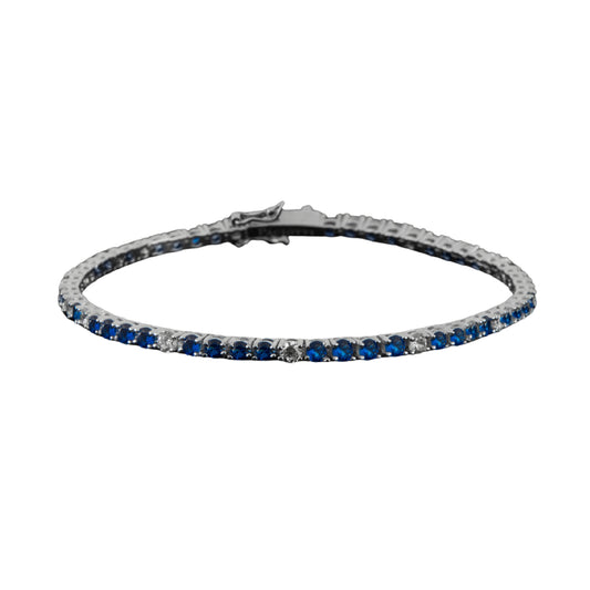 Bracciale Paciotti in argento zirconi bianchi e blu di 3mm 19 cm