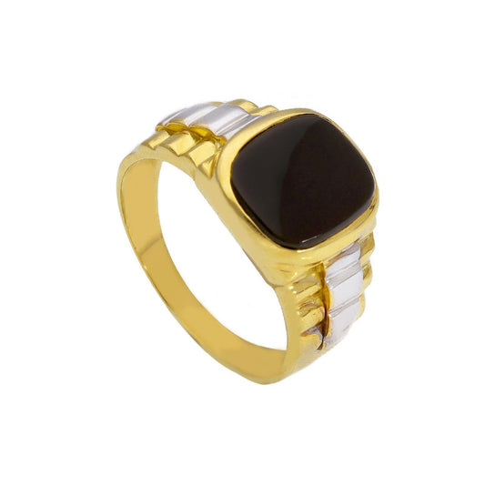 Anello chevalier uomo JOY Gioielli Oro in oro giallo con onice nera