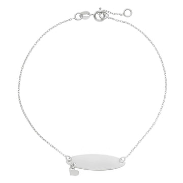 Bracciale bambina JOY Gioielli Oro in oro bianco con targhetta e cuore