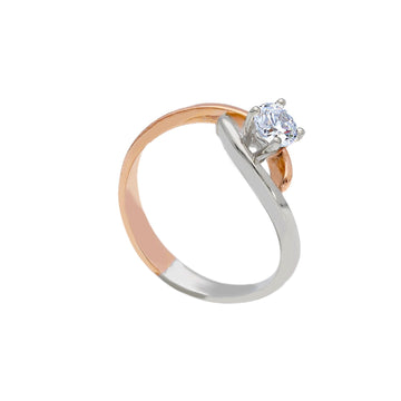 Anello solitario donna JOY Gioielli in oro bianco e rosé con zircone