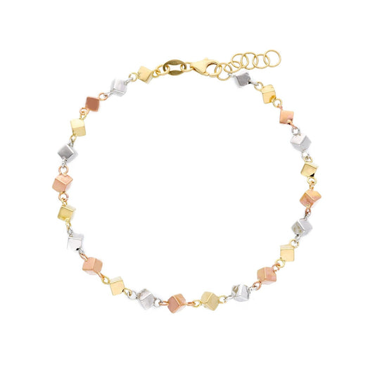 Bracciale donna JOY Gioielli in oro bianco, giallo e rosé piccoli cubi