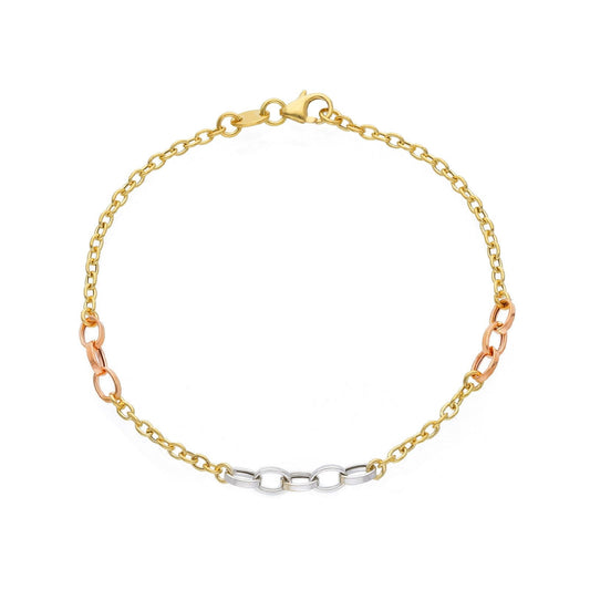 Bracciale donna JOY Gioielli in oro giallo, rosé e bianco con maglie ovali