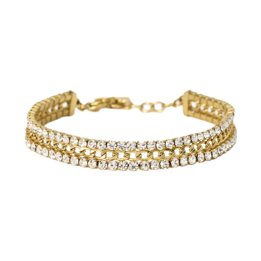 Bracciale donna 2Jewels Mix & Match acciaio oro con tennis di cristalli