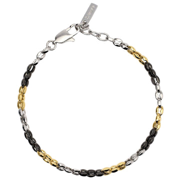 Bracciale uomo 2Jewels Blockchain in acciaio oro e nero a maglia marina