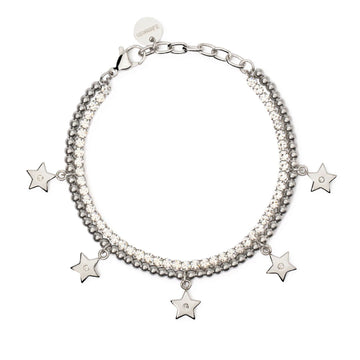 Bracciale tennis donna 2Jewels Lady Ikon acciaio sfere, stelle pendenti e cristalli