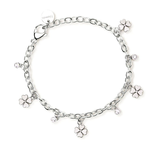 Bracciale donna 2Jewels Lady Ikon acciaio con quadrifogli e cristalli