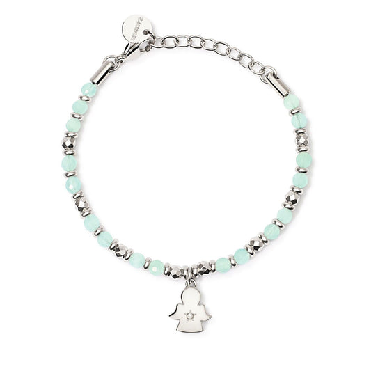 Bracciale donna 2Jewels Lady Ikon acciaio con angelo, sfere e glass verde