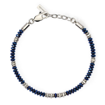 Bracciale uomo 2Jewels Original acciaio con dischi di ematite blu