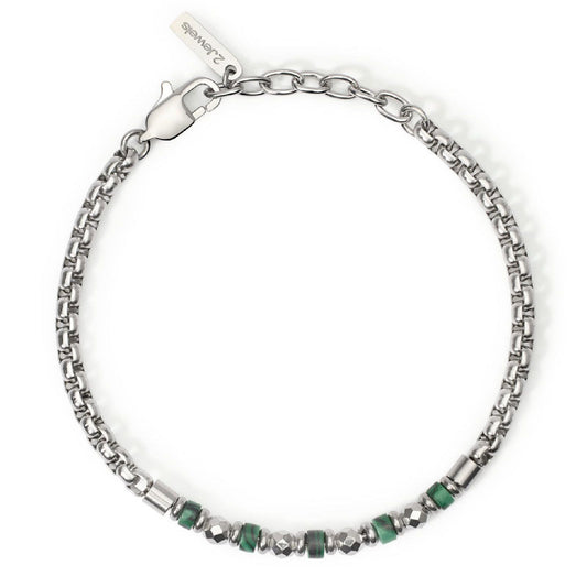 Bracciale uomo 2Jewels Original acciaio con malachite verde