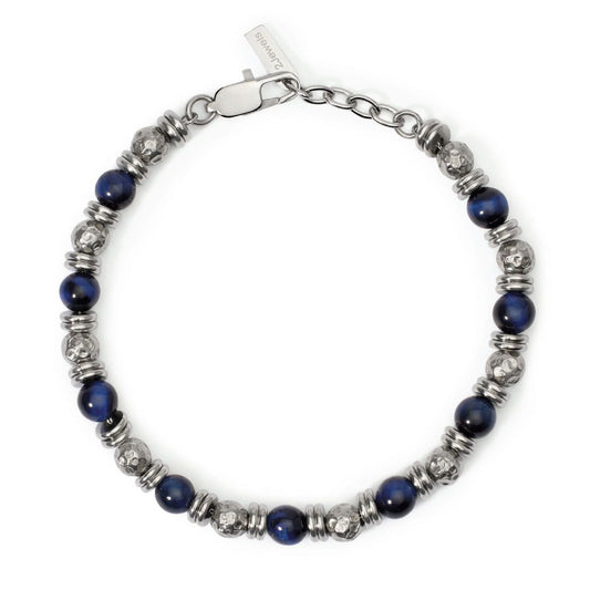 Bracciale uomo 2Jewels Original acciaio occhio di tigre blu e sfere