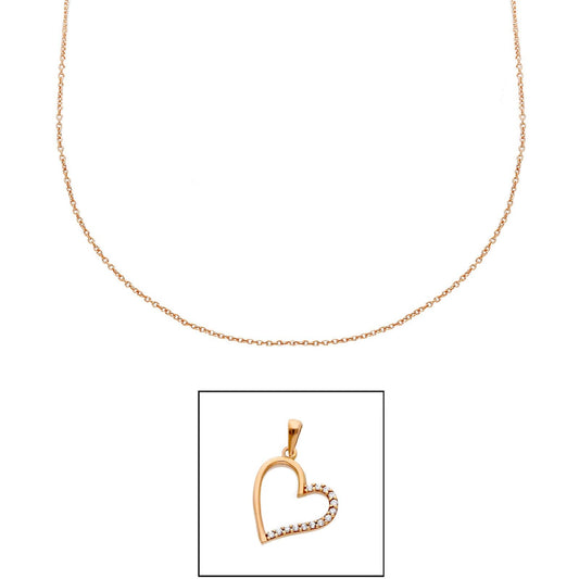 Collana donna JOY Gioielli Oro in oro rosa con cuore e zirconi