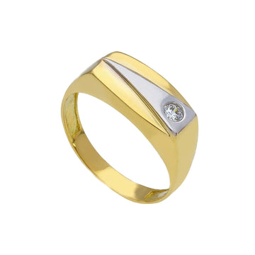 Anello chevalier uomo JOY Gioielli Oro in oro giallo e bianco con zircone