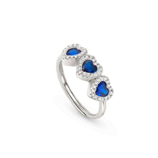 Anello donna Nomination All My Love argento zirconi bianchi e tre blu a cuore