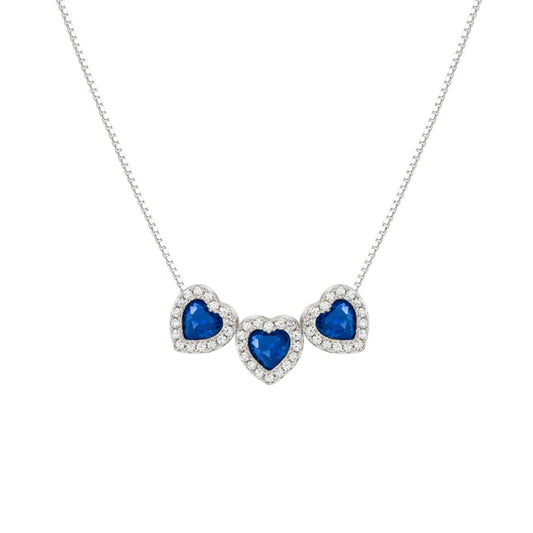 Collana donna Nomination All My Love argento tre cuori zirconi bianchi e blu