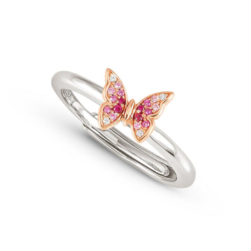 Anello regolabile donna Nomination Crysalis in argento con farfalla di zirconi bianchi e rosa